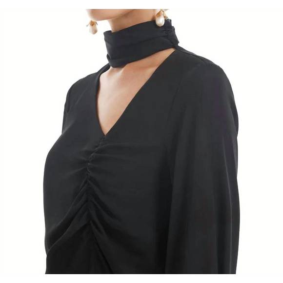 NEW KRISA asymmetrical blouse in black - Picture 2 of 3